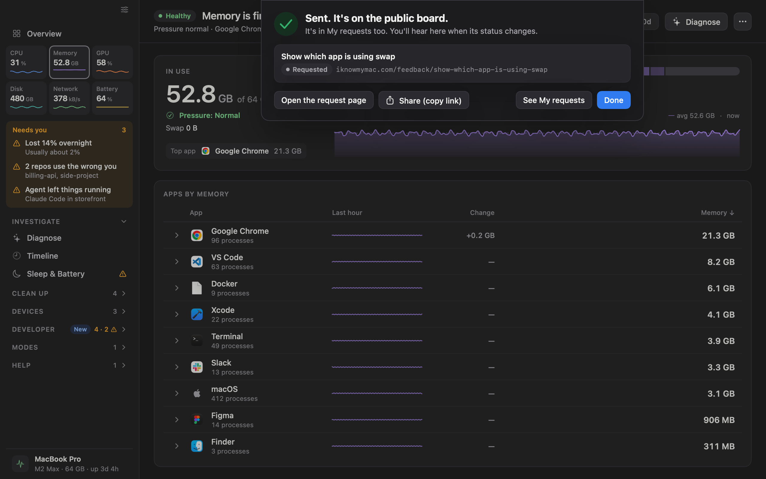 iKnowMyMac request a feature screen