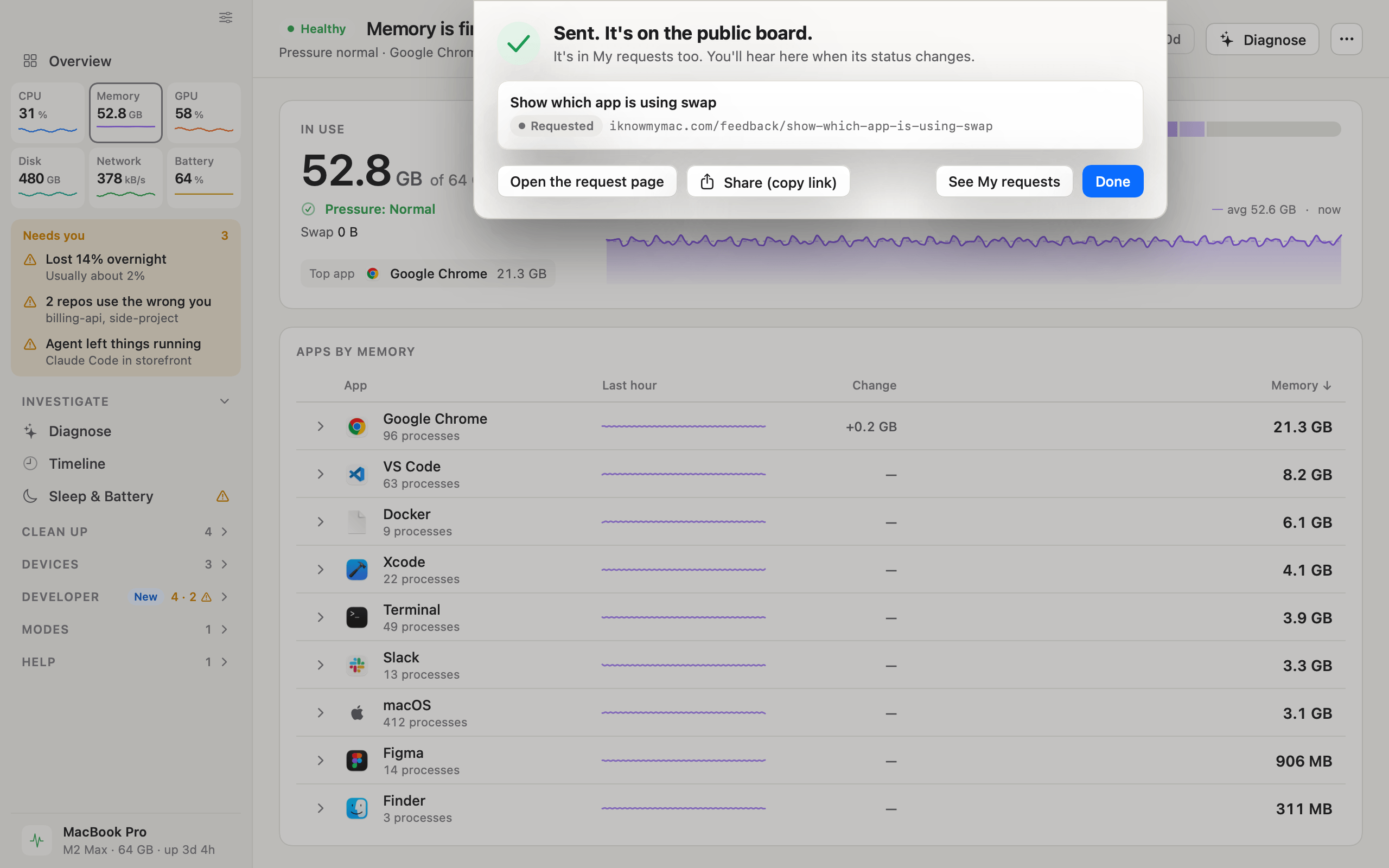 iKnowMyMac request a feature screen