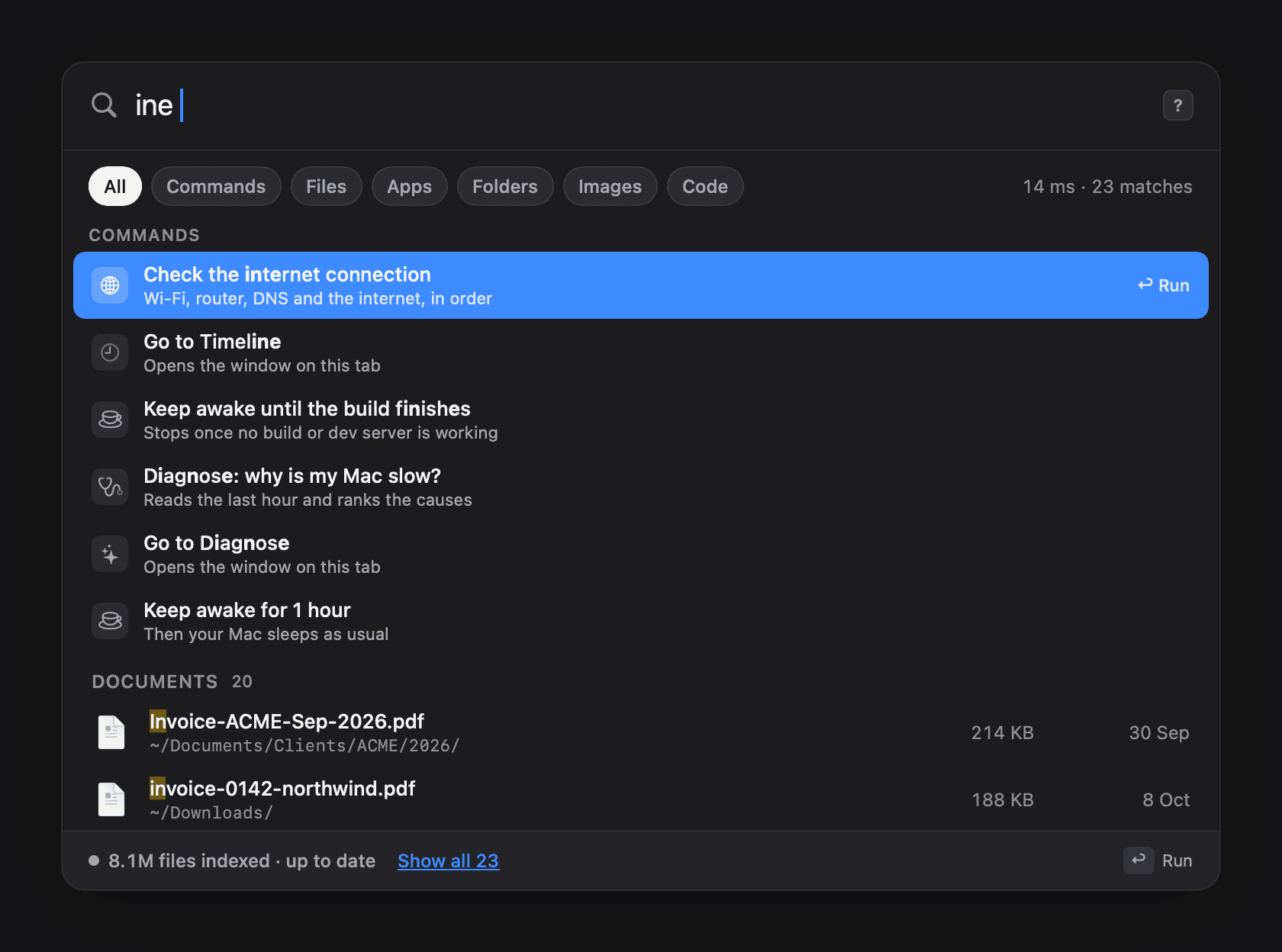 iKnowMyMac search anything screen